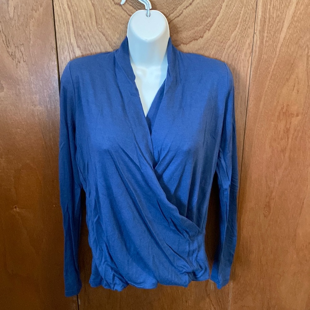 Banana Republic front wrap wool blend top